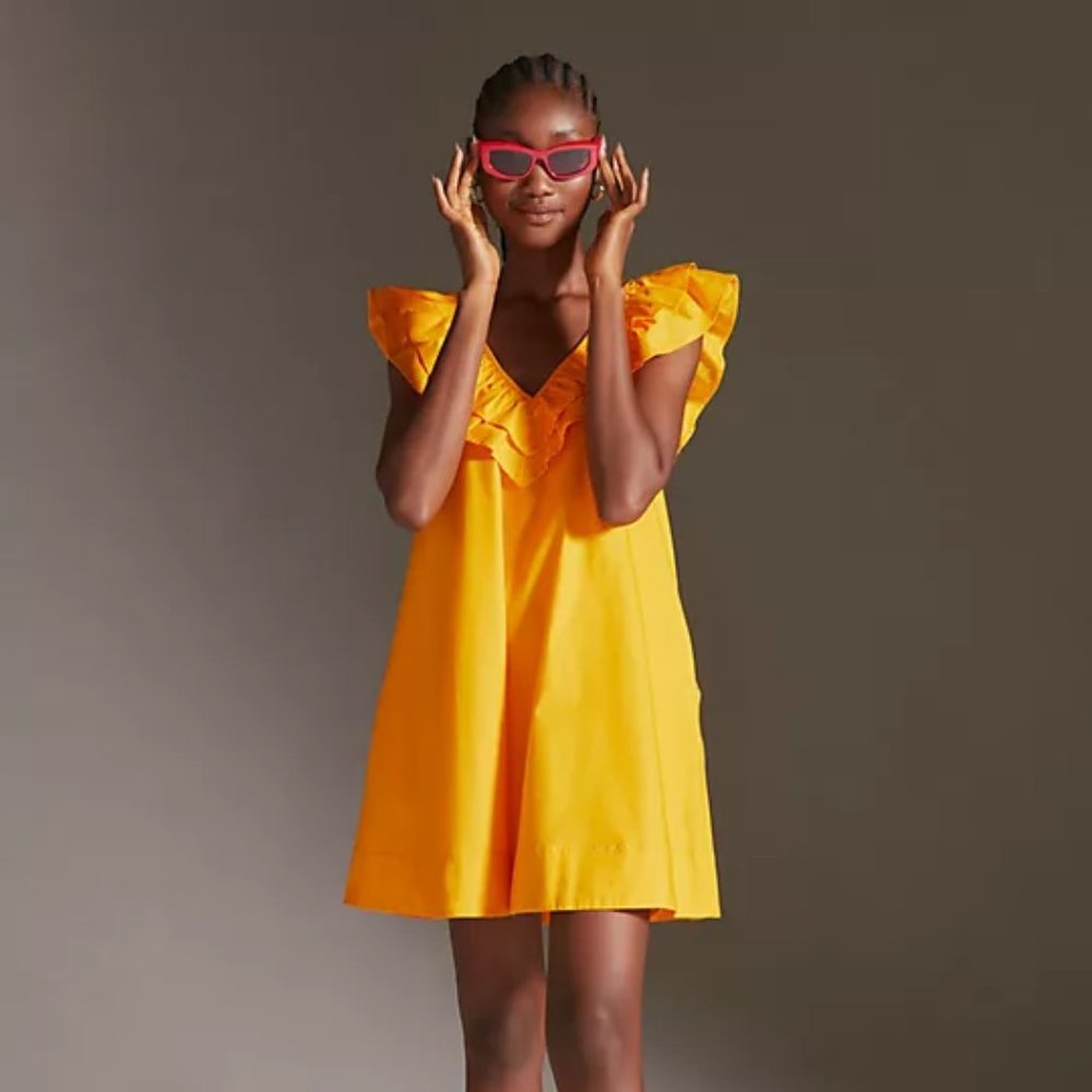 Maeve Ruffle Tunic Mini Dress - Small